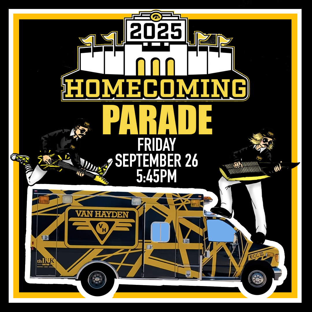 Van Hayden performing at The Univeristy of Iowa Homecoming Parade on Friday, September 26, 2025